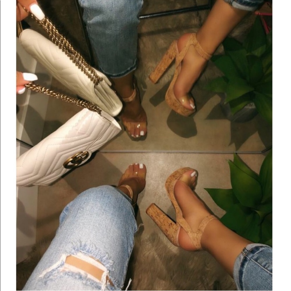 Clear Band Corked Platform High Heel - Picture 2 of 9